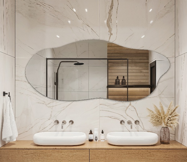 Nepravidelne zrkadlo bez rámu 40x90 cm