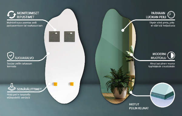 Nepravidelné organické zrkadlo moderné 45x100 cm