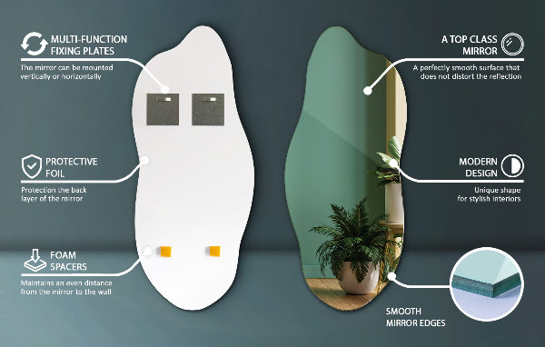 Nepravidelné organické zrkadlo moderné 45x100 cm