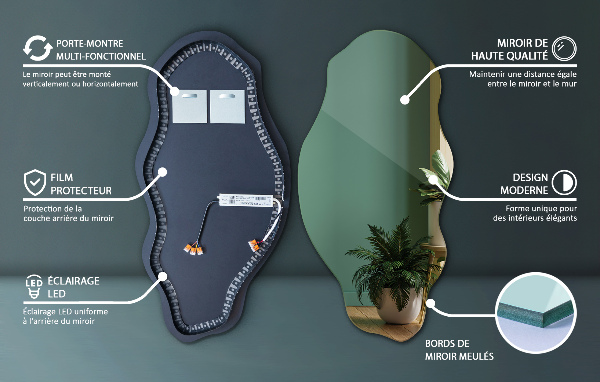 Nepravidelne led zrkadlo elegantný 40x80 cm