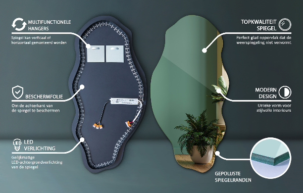 Nepravidelne led zrkadlo elegantný 40x80 cm