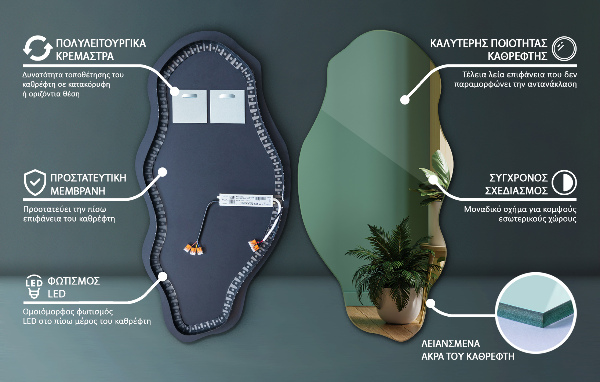 Nepravidelne led zrkadlo elegantný 40x80 cm