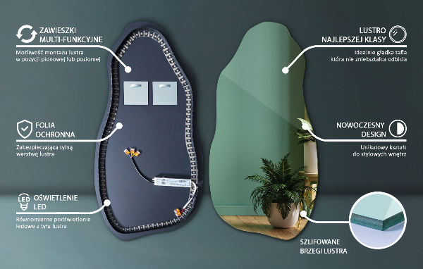 Nepravidelne led zrkadlo veľkolepé 40x80 cm