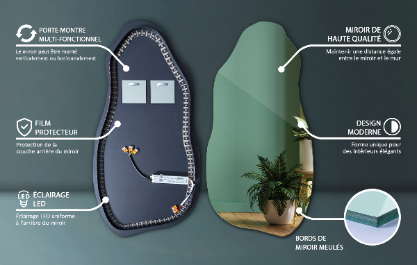 Asymetrické zrkadlo s led osvetlením módne 50x100 cm