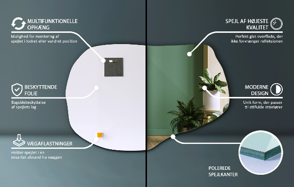 Asymetrické zrkadlo dekoratívne 70x46 cm