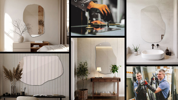 Asymetrické zrkadlo dekoratívne 70x46 cm