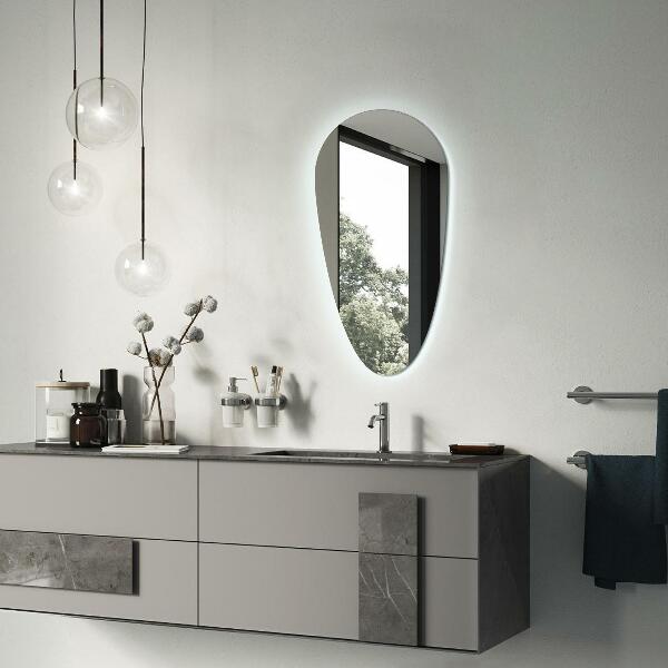 Led zrkadlo v tvare kvapky 40x80 cm