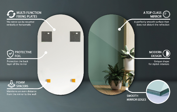 Oválne zrkadlo bez rámu 40x70 cm