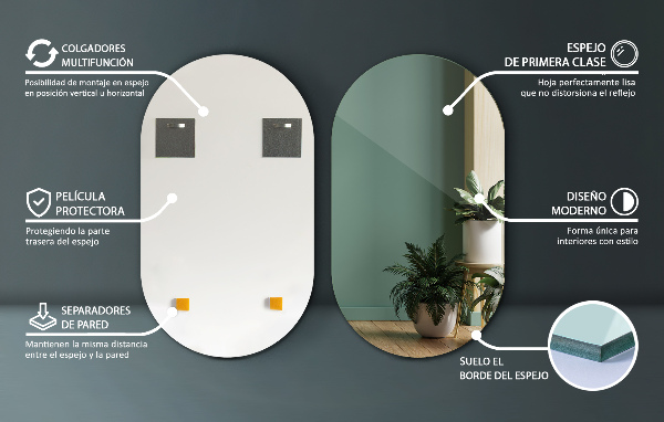 Dizajnové zrkadlo ovál bez rámu 46x80 cm