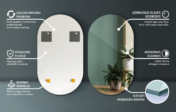 Dizajnové zrkadlo ovál bez rámu 46x80 cm