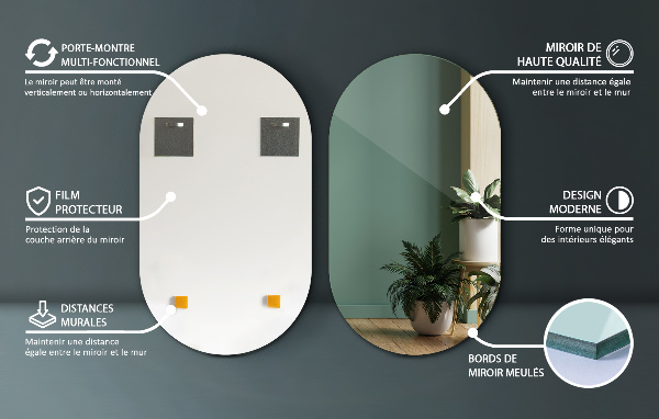 Oválne zrkadlo bez rámu 58x100 cm