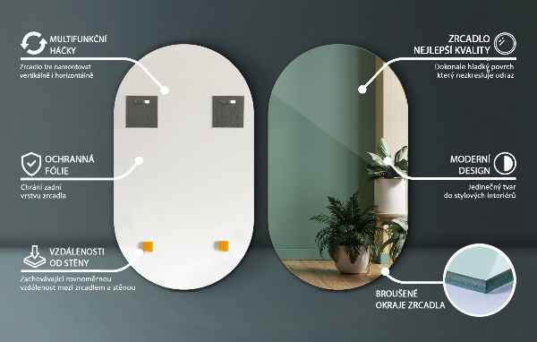 Oválne zrkadlo bez rámu 58x100 cm