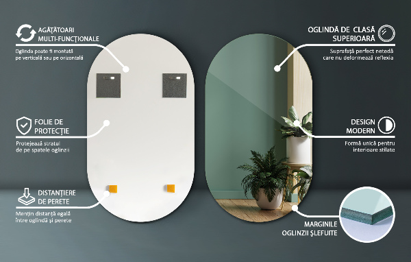 Oválne zrkadlo bez rámu 58x100 cm