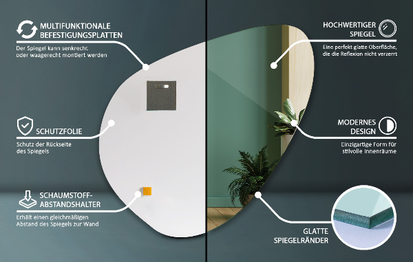 Zrkadlo organické zavesené moderné dekoratívne 68x67 cm