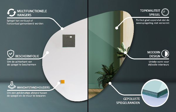 Zrkadlo organického tvaru krásne nesymetrické nástenné 77x77 cm