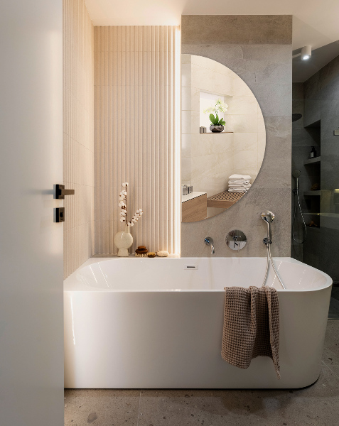 Polkruhové zrkadlo bez rámu na stenu 30x60 cm