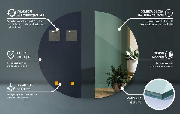 Moderné polkruhové zrkadlo bez rámu 35x70 cm