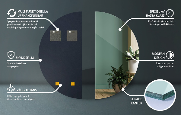 Dizajnové polkruhové zrkadlo bez rámu 40x80 cm