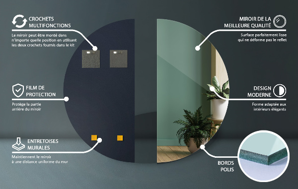 Polkruhové moderné zrkadlo bez rámu 45x90 cm