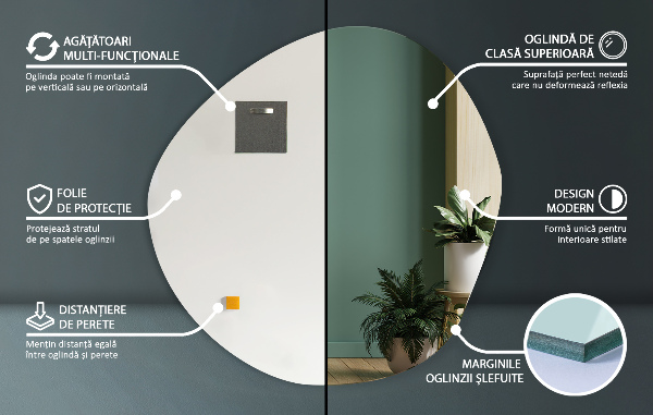 Nepravidelné zrkadlo na stenu bez rámu 48x48 cm