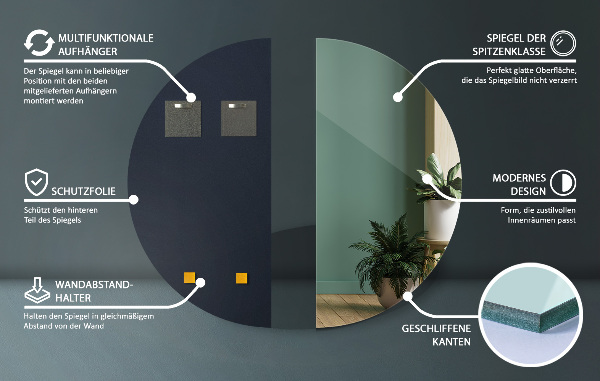 Polkruhové dizajnové zrkadlo bez rámu 50x100 cm