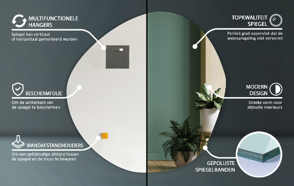 Moderné nepravidelné zrkadlo bez rámu 97x96 cm