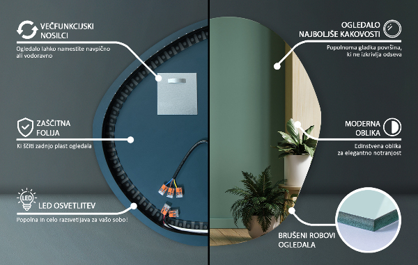 Nepravidelne led zrkadlo 58x58 cm