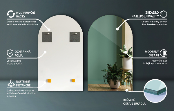 Oblúkové zrkadlo 40x70 cm