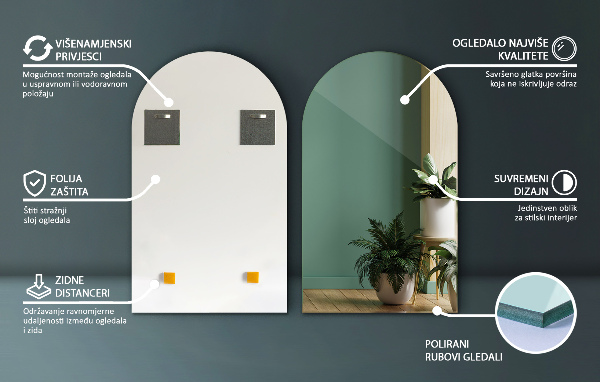 Polooválne zrkadlo 45x80 cm