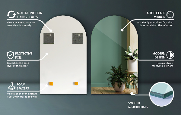 Oblúkové zrkadlo 50x90 cm