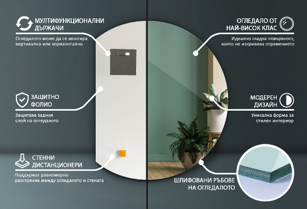 Zrkadlo so zrezaným kruhom bez rámu 70x80 cm