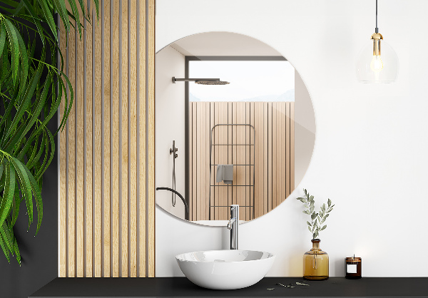 Zrkadlo so zrezaným kruhom bez rámu 70x80 cm