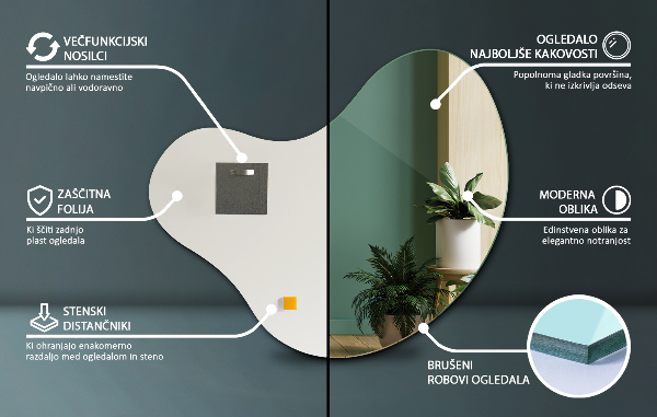 Zrkadlo nepravidelne bezrámové 77x77 cm