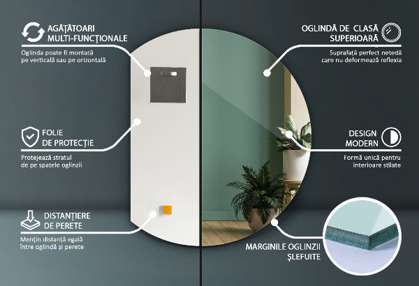 Zrkadlo so zrezaným kruhom 84x100 cm