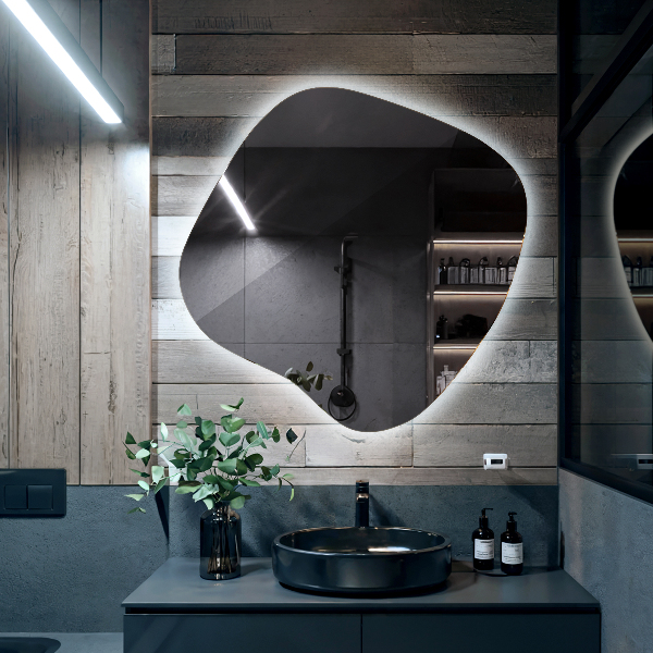 Podsvietené organické zrkadlo 48x48 cm