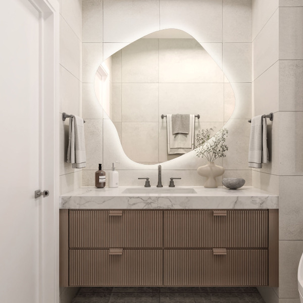 Podsvietené organické zrkadlo 48x48 cm