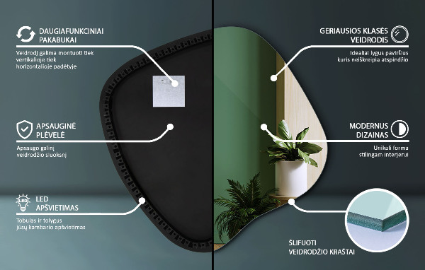 Podsvietené organické zrkadlo 59x58 cm