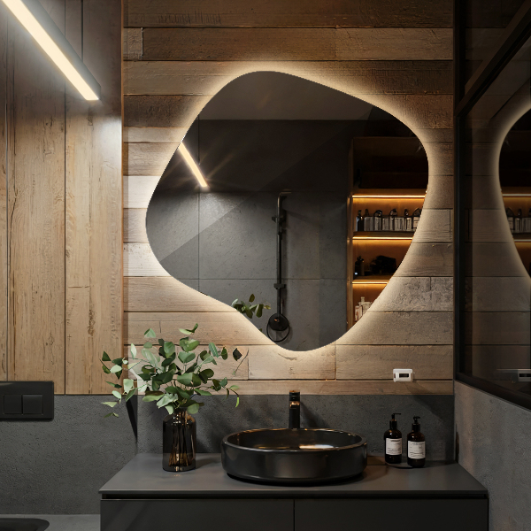 Podsvietené organické zrkadlo 59x58 cm