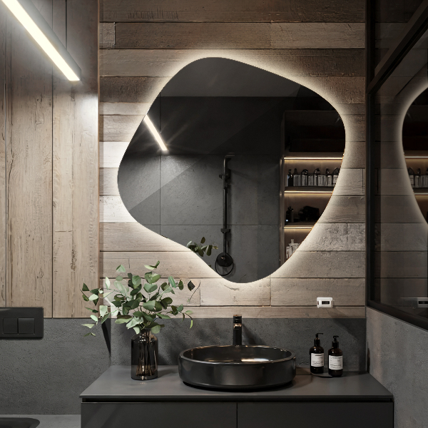 Podsvietené organické zrkadlo 68x67 cm