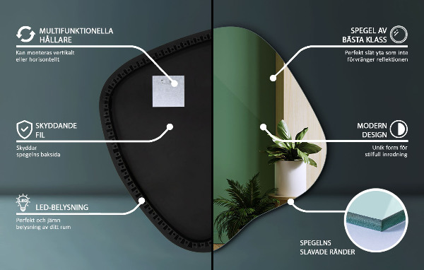 Podsvietené organické zrkadlo 68x67 cm