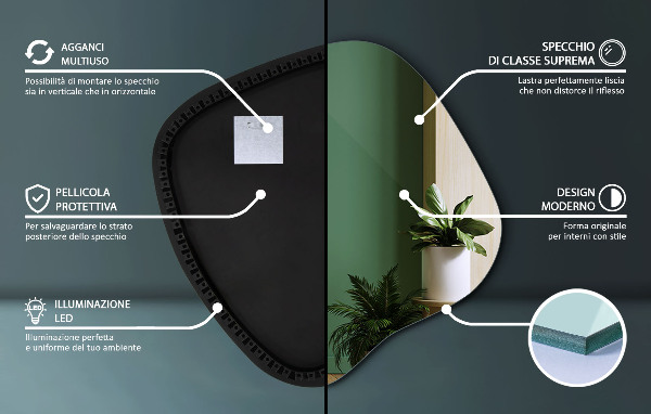 Podsvietené organické zrkadlo 68x67 cm