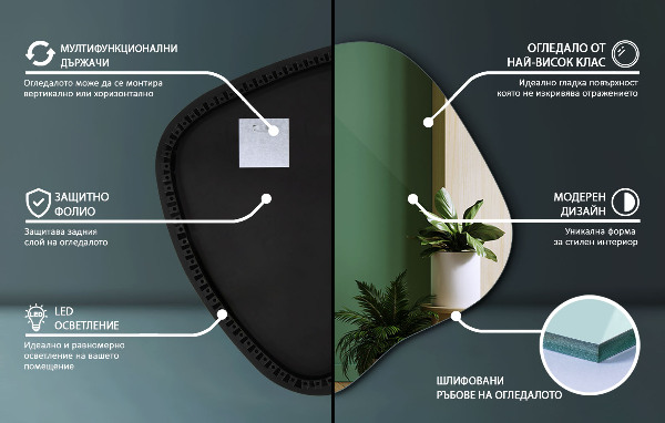 Podsvietené organické zrkadlo 77x77 cm