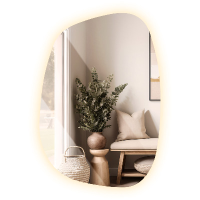 Asymetrické zrkadlo škvrna s led osvetlením 49x34 cm