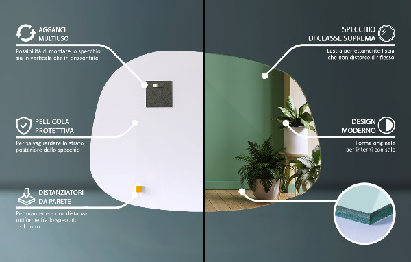 Nepravidelne zrkadlo v tvare škvrny 68x47 cm