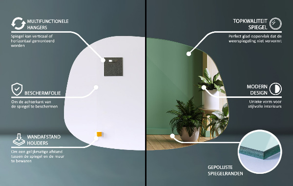 Nepravidelne zrkadlo v tvare škvrny 79x57 cm