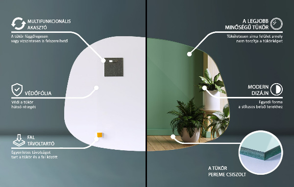 Nepravidelne zrkadlo v tvare škvrny 79x57 cm