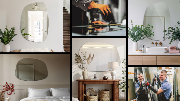 Nepravidelne zrkadlo v tvare škvrny 91x66 cm