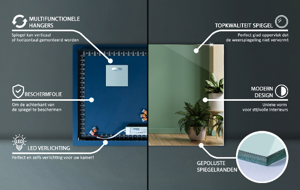 Obdĺžnikové zrkadlo s led osvetlením 80x60 cm