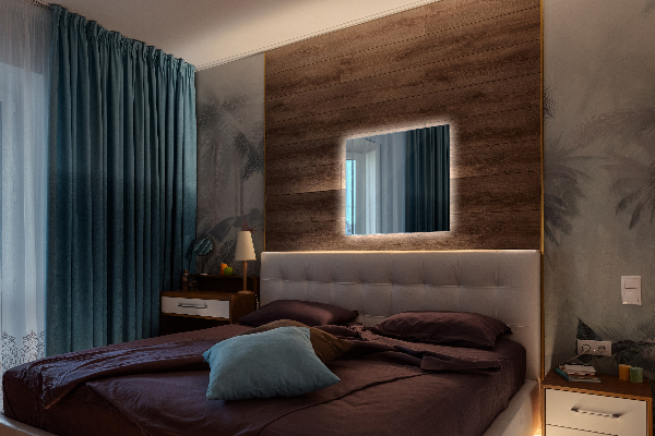 Podsvietene obdĺžnikové zrkadlo do kupelne 50x50 cm