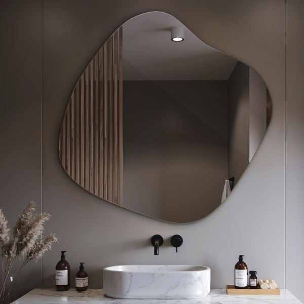 Asymetrické zrkadlo škvrna originál 48x48 cm